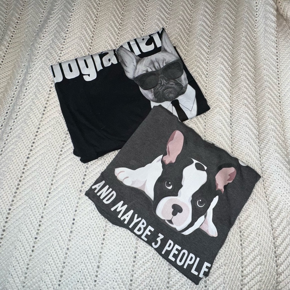 Bundle - 2 Cool Frenchie Graphic Tees - Black and Gray